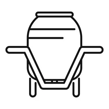Concrete mixer using wheelbarrow as support for building construction Illustration