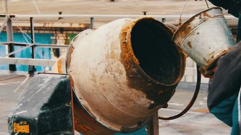 Concrete Mixer Work on Construction Sites and Knead Concrete Video stock 70704015
