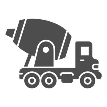 Concrete mixing truck solid icon, heavy equipment concept, Construction machine Stock Illustration