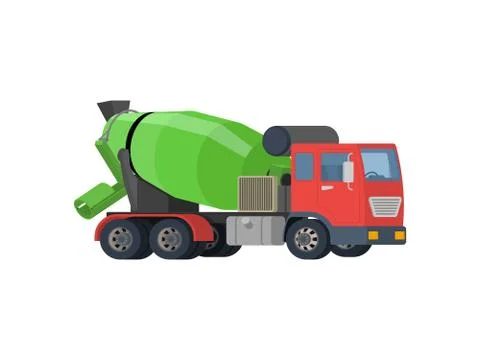 Concrete mixing truck vector. Flat design. Industrial transport. Construction Illustrazione stock