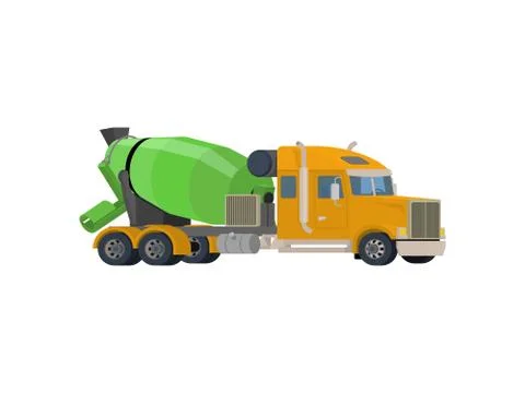 Concrete mixing truck vector. Flat design. Industrial transport. Construction Illustrazione stock