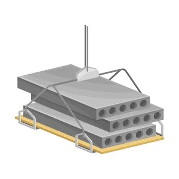 Concrete Monolith or Cement Bricks Lifting on Building Site Vector Illustration Ilustración de archivo