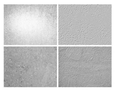 Concrete or marbled grunge texture vector set, monochrome speckled cement or Stock Illustration