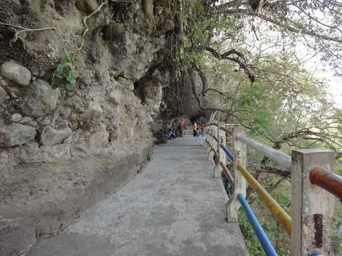 Concrete path between cliffs and ravines Stock Photos