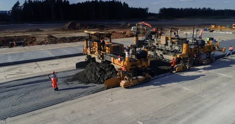 Concrete paver machine Stock Footage 93174983