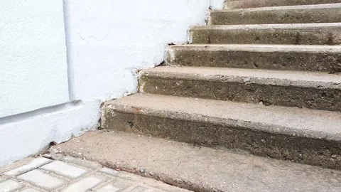 Concrete paving steps. Concrete old stairs. Stock Footage 269329271