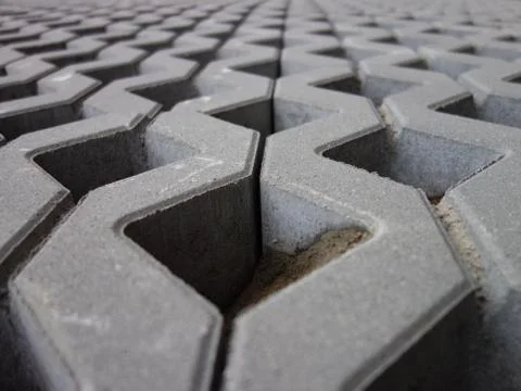 Concrete permeable grid pavers Stock Photos