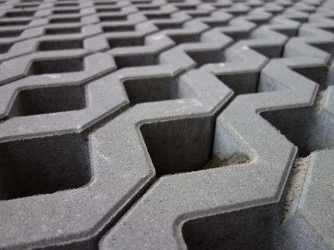 Concrete permeable grid pavers Stock Photos