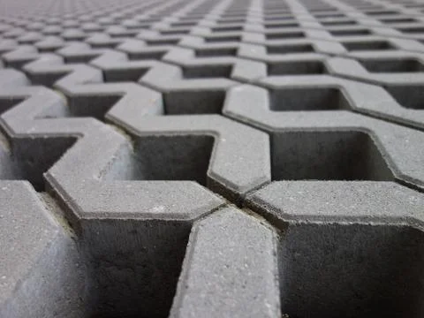 Concrete permeable grid pavers Stock Photos