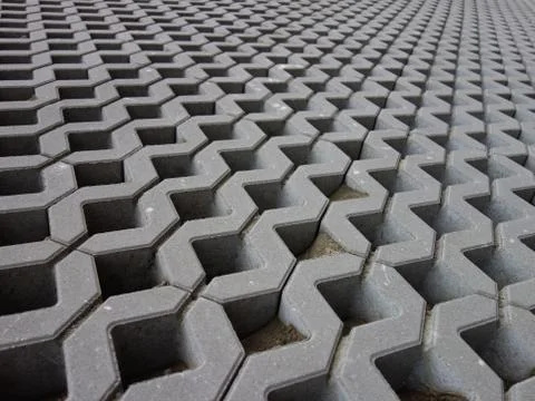 Concrete permeable grid pavers Stock Photos