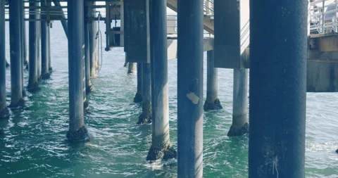 Concrete Piles (Columns) Under the Santa Monica Pier Stock Footage 252630705