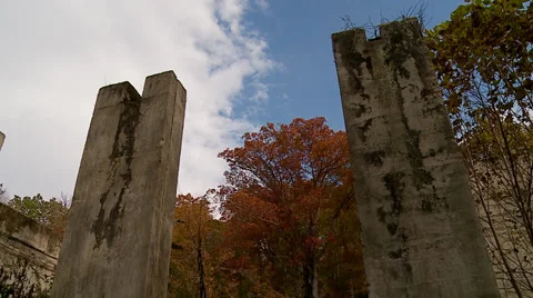 Concrete Pillars of abandoned building Video stock 32477670