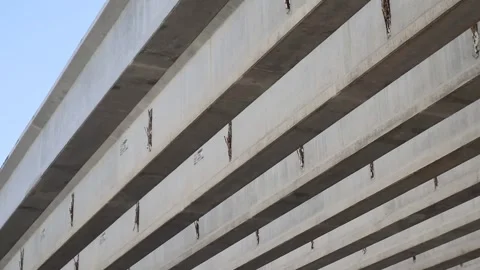 Concrete pillars of a building construction site. Stock Footage 344695674
