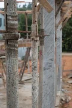 Concrete pillars on site Stock Photos