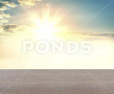 Concrete plane against background of sunrise Stock Illustration