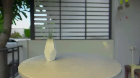 Concrete planters pots on a table outdoors 3D render animation Stock Footage 138360926