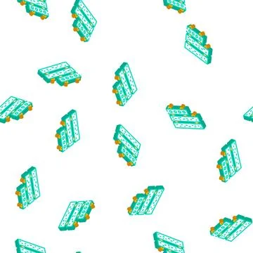Concrete plates building material isometric icon seamless pattern Stock Illustration