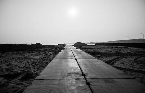 Concrete platform on the beach Stock Photos