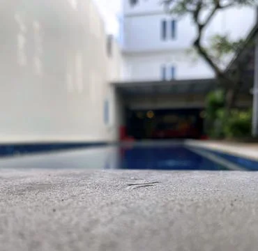 Concrete Pool Edge Texture Blurred Modern Resort Architecture Low Angle Stock Photos