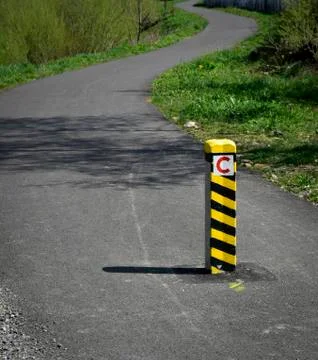 Concrete posts at the start of cycle routes Stock Photos