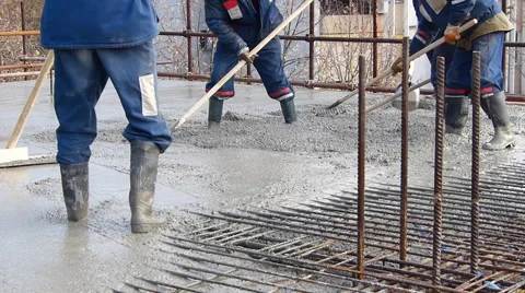 Concrete pouring at construction site Stock Footage 44756229