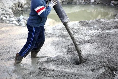 Concrete pouring Stock Photos