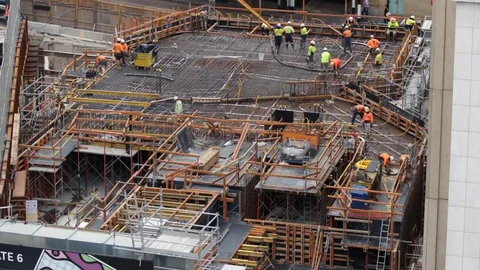 Concrete pouring preparation Stock Footage 128492612