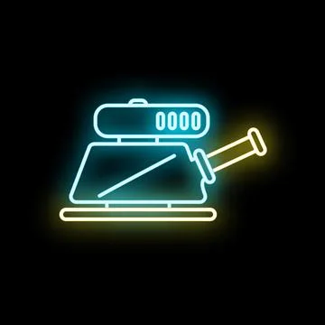 Concrete power tool vibrator neon glowing icon Stock Illustration