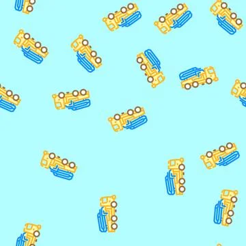 Concrete pump construction vehicle vector seamless pattern Illustrazione stock