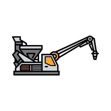 Concrete pump machine icon: construction industry equipment Stock Illustration