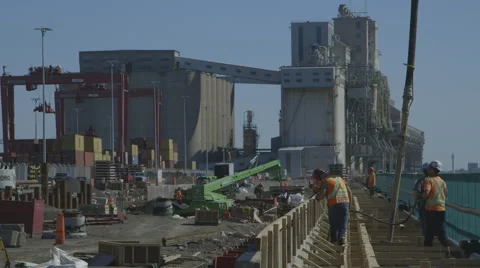 Concrete pump at a port Video stock 65051832