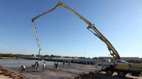 Concrete Pump Pours Large Foundation Stock-Footage 34989677