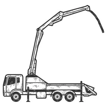 Concrete pump. Sketch scratch board imitation coloring. Stock Illustration