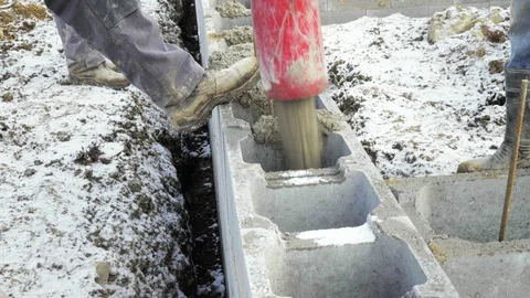 Concrete pump, sky in background. Construction machinery, ground works Vídeo Stock 89778678