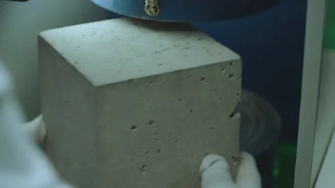 Concrete quality test installation . Strength testing Stock Footage 153052937