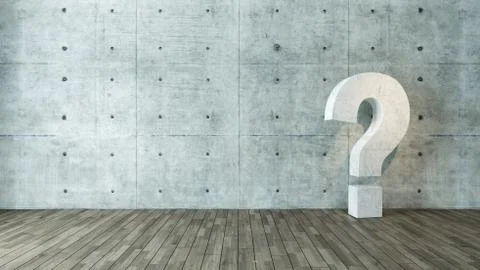 Concrete questions marks in the empty room Stock Illustration