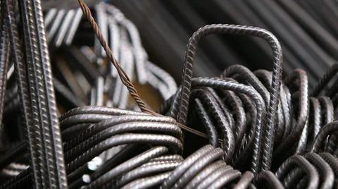 Concrete Rebar Links with Wire Stock Footage 33850198