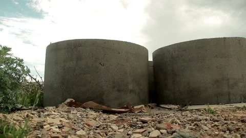 Concrete rings for a septic system or well. Video stock 132643551