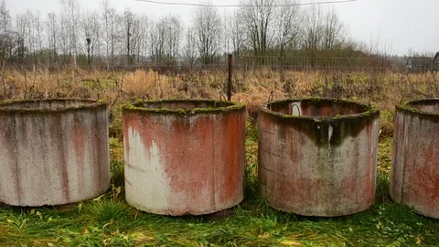 Concrete rings for well construction Stock Footage 119871112