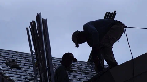 Concrete Roof Tile Worker Stock-Footage 32549556