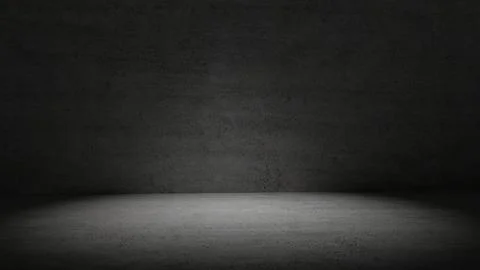 Concrete room in dark light surrounded wall background. Spotlight in middle.. Stock Photos