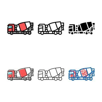 Concrete set mixer construction car vehicle color icon vector Illustrazione stock
