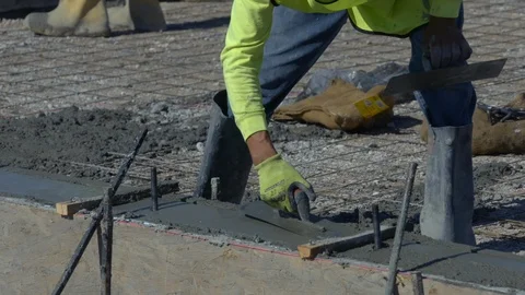Concrete Slab, trowel a smooth finish Stock Footage 86133053