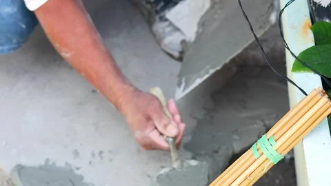 Concrete Smoothing Process in Construction Setting Stock Footage 305129608