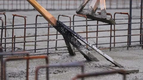Concrete Smoothing by Worker Stock Footage 253303018