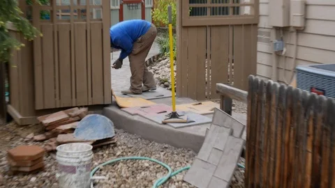 Concrete Stamping Stock Footage 123393406