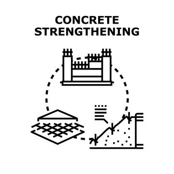 Concrete strengthening process with foundation and engineering works Stock Illustration