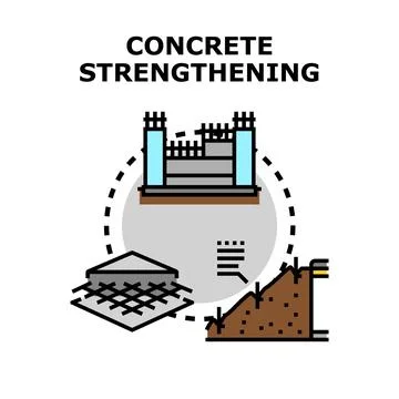 Concrete strengthening process with foundation and engineering works Stock Illustration