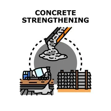 Concrete strengthening process with reinforcement and pouring operation Stock Illustration