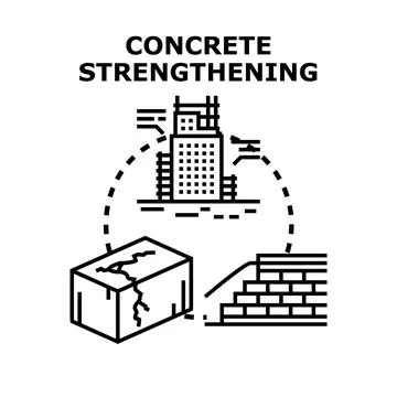 Concrete strengthening process for structural improvement work イラスト素材